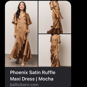 Phoenix Satin Ruffle Dress - Mocha from Baltic Born (Boho)
